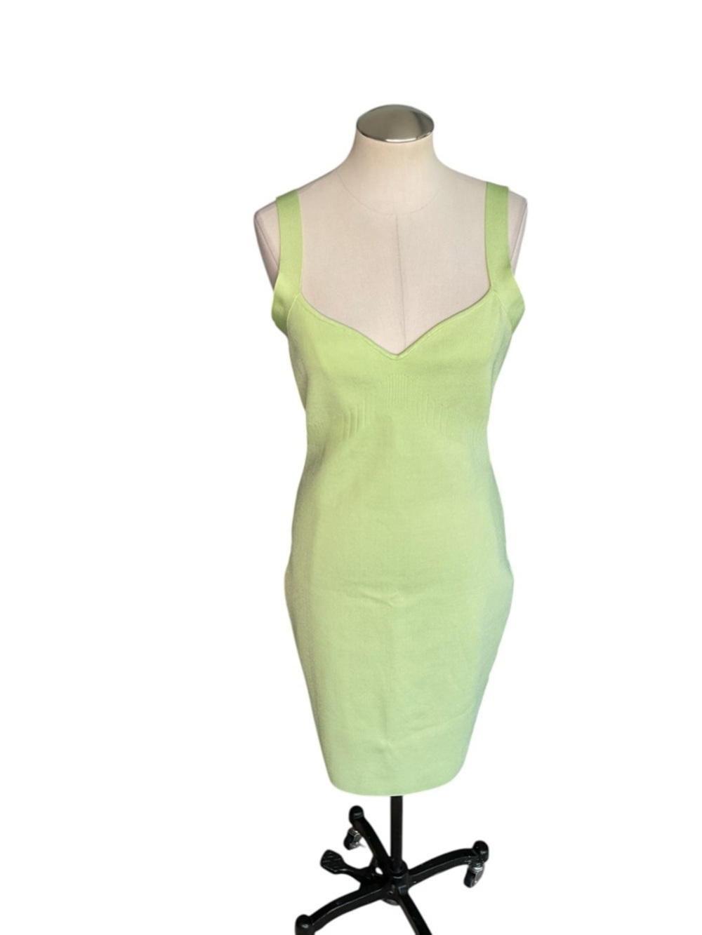 GUESS Lime Green Bodycon Dress XL Ribbed NWT Honeydew Going Out Mini - Picture 2 of 9